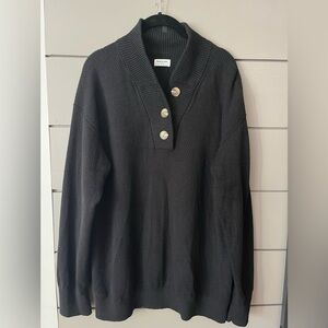 Tommy John Women's Sweater Lounge Henley black knit cozy soft 2XL